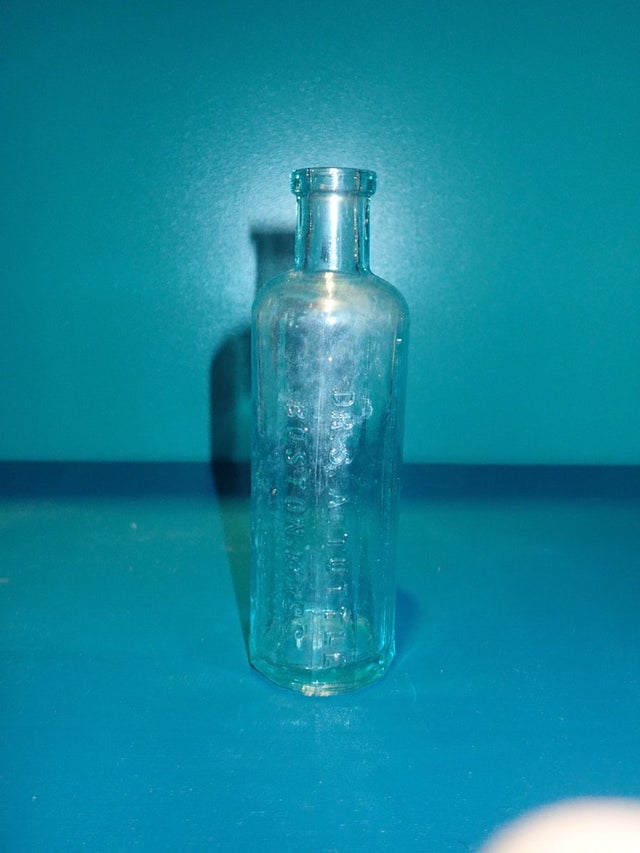 ANTIQUE CLEAR 12-SIDED MEDICINE APOTHECARY DRUGGIST PILL BOTTLE
